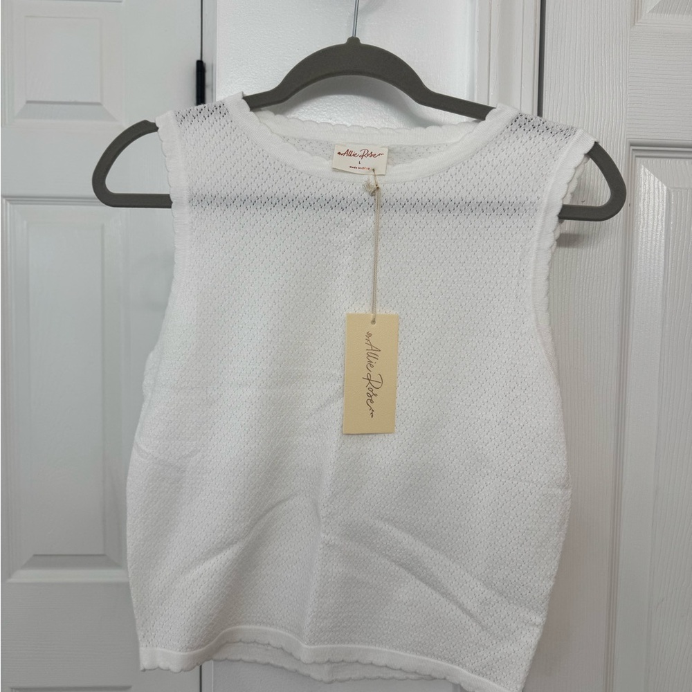 Mille Rose Elegant White Tank Top